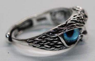Ring Greifvogel silbern blau
