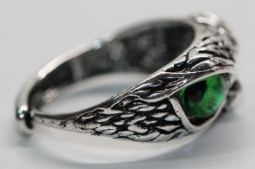 Ring Greifvogel silbern grün