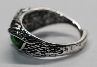 Ring Greifvogel silbern grün