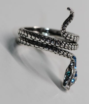 Ring Schlange silbern blaue Steine