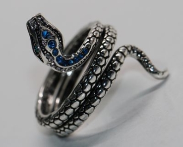 Ring Schlange silbern blaue Steine