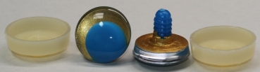 1 Paar Sicherheitsaugen trapezoid 25 mm gold metallic Pupille blau