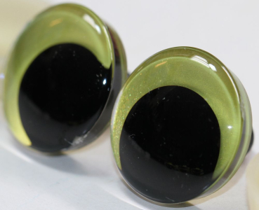 Preview: 1 Paar Sicherheitsaugen trapezoid 25 mm Lemon irisierend metallic Schielaugen