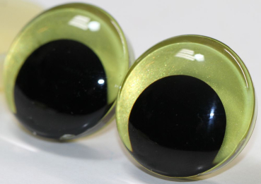 Preview: 1 Paar Sicherheitsaugen trapezoid 30 mm Lemon irisierend metallic Schielaugen