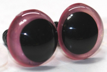 Preview: 1 Paar Sicherheitsaugen 14 mm Neon Pink irisierend metallic Schielaugen