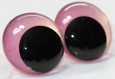 Preview: 1 Paar Sicherheitsaugen 28 mm Neon Pink irisierend metallic Schielaugen