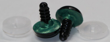 Preview: 1 Paar Sicherheitsaugen 12 mm Türkisgrün irisierend metallic Schielaugen