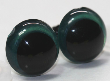 Preview: 1 Paar Sicherheitsaugen 14 mm Türkisgrün irisierend metallic Schielaugen