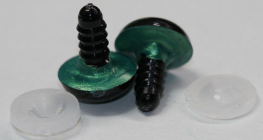 Preview: 1 Paar Sicherheitsaugen 14 mm Türkisgrün irisierend metallic Schielaugen