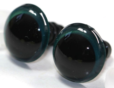 Preview: 1 Paar Sicherheitsaugen 16 mm Türkisgrün irisierend metallic Schielaugen