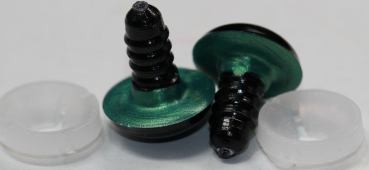 Preview: 1 Paar Sicherheitsaugen 16 mm Türkisgrün irisierend metallic Schielaugen