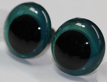 Preview: 1 Paar Sicherheitsaugen 20 mm Türkisgrün irisierend metallic Schielaugen