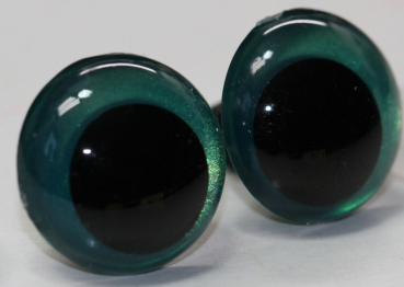 Preview: 1 Paar Sicherheitsaugen 20 mm Türkisgrün irisierend metallic Schielaugen