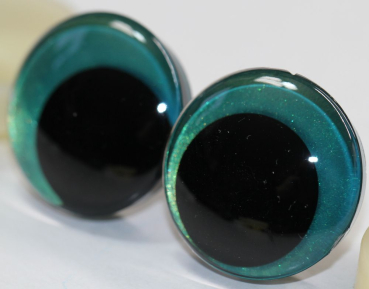 Preview: 1 Paar Sicherheitsaugen trapezoid 25 mm Türkisgrün irisierend metallic Schielaugen