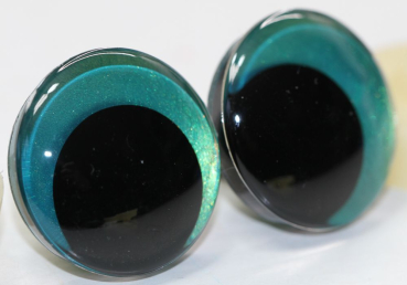 Preview: 1 Paar Sicherheitsaugen trapezoid 25 mm Türkisgrün irisierend metallic Schielaugen