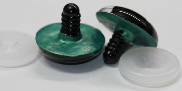 Preview: 1 Paar Sicherheitsaugen 28 mm Türkisgrün irisierend metallic Schielaugen