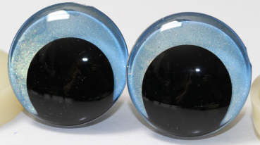 1 Paar Sicherheitsaugen trapezoid 25 mm Sky Blue irisierend metallic Schielaugen