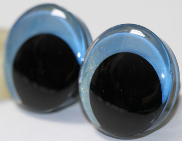 Preview: 1 Paar Sicherheitsaugen trapezoid 25 mm Sky Blue irisierend metallic Schielaugen