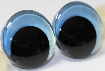 Preview: 1 Paar Sicherheitsaugen trapezoid 25 mm Sky Blue irisierend metallic Schielaugen