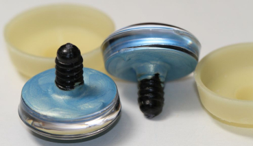 Preview: 1 Paar Sicherheitsaugen trapezoid 30 mm Sky Blue irisierend metallic Schielaugen