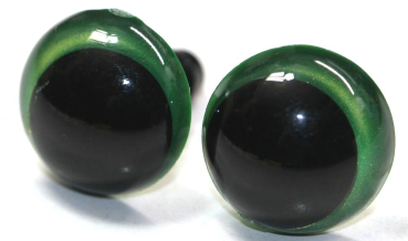 Preview: 1 Paar Sicherheitsaugen 12 mm Hellgrün irisierend metallic Schielaugen