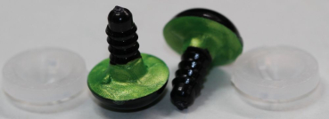 Preview: 1 Paar Sicherheitsaugen 12 mm Hellgrün irisierend metallic Schielaugen