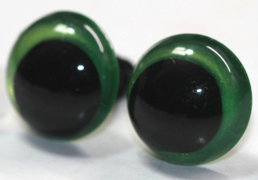 1 Paar Sicherheitsaugen 14 mm Hellgrün irisierend metallic Schielaugen