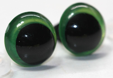 Preview: 1 Paar Sicherheitsaugen 14 mm Hellgrün irisierend metallic Schielaugen