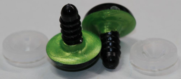 Preview: 1 Paar Sicherheitsaugen 14 mm Hellgrün irisierend metallic Schielaugen