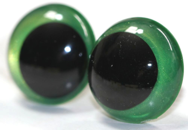 Preview: 1 Paar Sicherheitsaugen 18 mm Hellgrün irisierend metallic Schielaugen