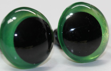 Preview: 1 Paar Sicherheitsaugen 18 mm Hellgrün irisierend metallic Schielaugen