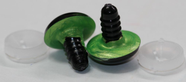 Preview: 1 Paar Sicherheitsaugen 18 mm Hellgrün irisierend metallic Schielaugen