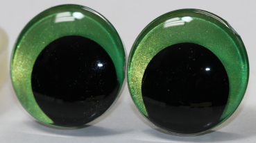 1 Paar Sicherheitsaugen trapezoid 25 mm Hellgrün irisierend metallic Schielaugen