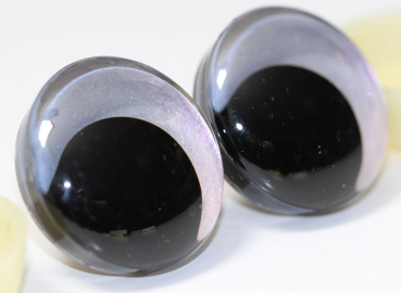 Preview: 1 Paar Sicherheitsaugen trapezoid 30 mm Silber irisierend metallic Schielaugen