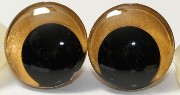 1 Paar Sicherheitsaugen trapezoid 25 mm Gold irisierend metallic Schielaugen