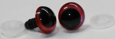 Preview: 1 Paar Sicherheitsaugen 14 mm Rot irisierend metallic Schielaugen
