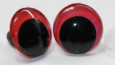 Preview: 1 Paar Sicherheitsaugen 23 mm Rot irisierend metallic Schielaugen