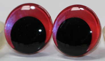 1 Paar Sicherheitsaugen trapezoid 25 mm Rot irisierend metallic Schielaugen