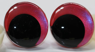 Preview: 1 Paar Sicherheitsaugen trapezoid 25 mm Rot irisierend metallic Schielaugen