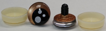 1 Paar Sicherheitsaugen trapezoid 25 mm rosegold metallic Pupille schwarz mit weißen Punkten