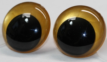 1 Paar Sicherheitsaugen 28 mm gold metallic Schielaugen