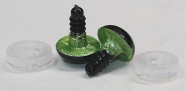 1 Paar Sicherheitsaugen 12 mm hellgrün metallic Schielaugen