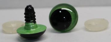 1 Paar Sicherheitsaugen 18 mm hellgrün metallic Schielaugen