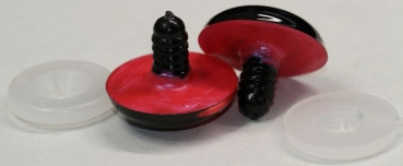 1 Paar Sicherheitsaugen 28 mm rotblau metallic Schielaugen