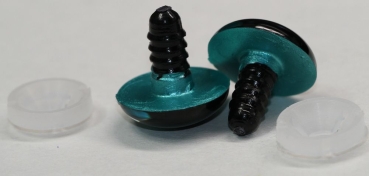 1 Paar Sicherheitsaugen 20 mm türkisgrün metallic Schielaugen
