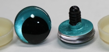 Preview: 1 Paar Sicherheitsaugen trapezoid 25 mm türkisgrün metallic Schielaugen