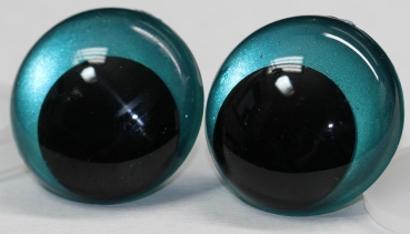 1 Paar Sicherheitsaugen 28 mm türkisgrün metallic Schielaugen