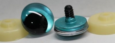 Preview: 1 Paar Sicherheitsaugen trapezoid 30 mm türkisgrün metallic Schielaugen