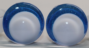 Sicherheitsaugen trapezoid 14 mm blau metallic weiße Pupille Schielaugen