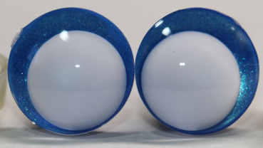 1 Paar Sicherheitsaugen trapezoid 16 mm blau metallic weiße Pupille Schielaugen
